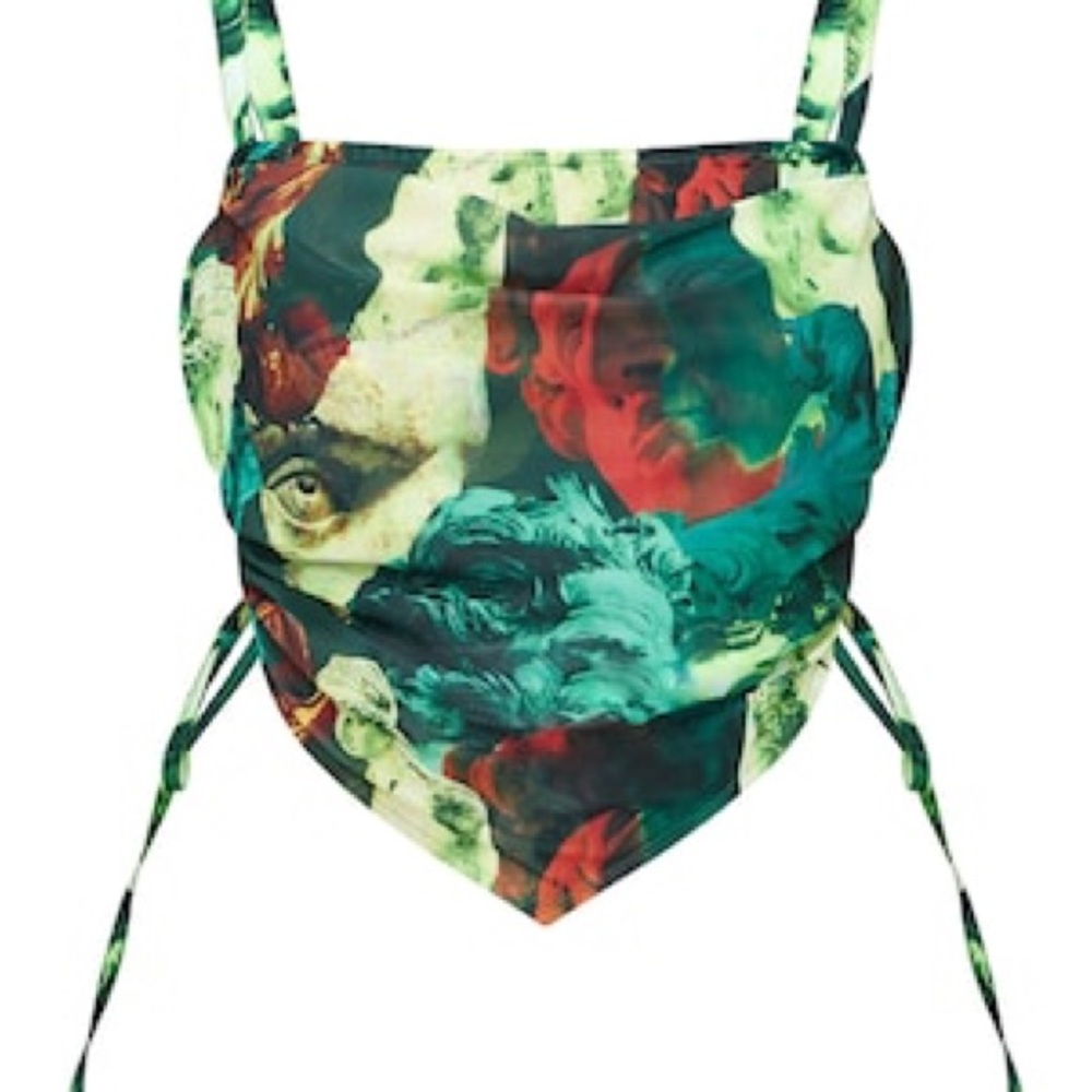 PrettyLittleThing NWT Plus Size 16 Multicolor Artistic Strappy Tank Top 3508